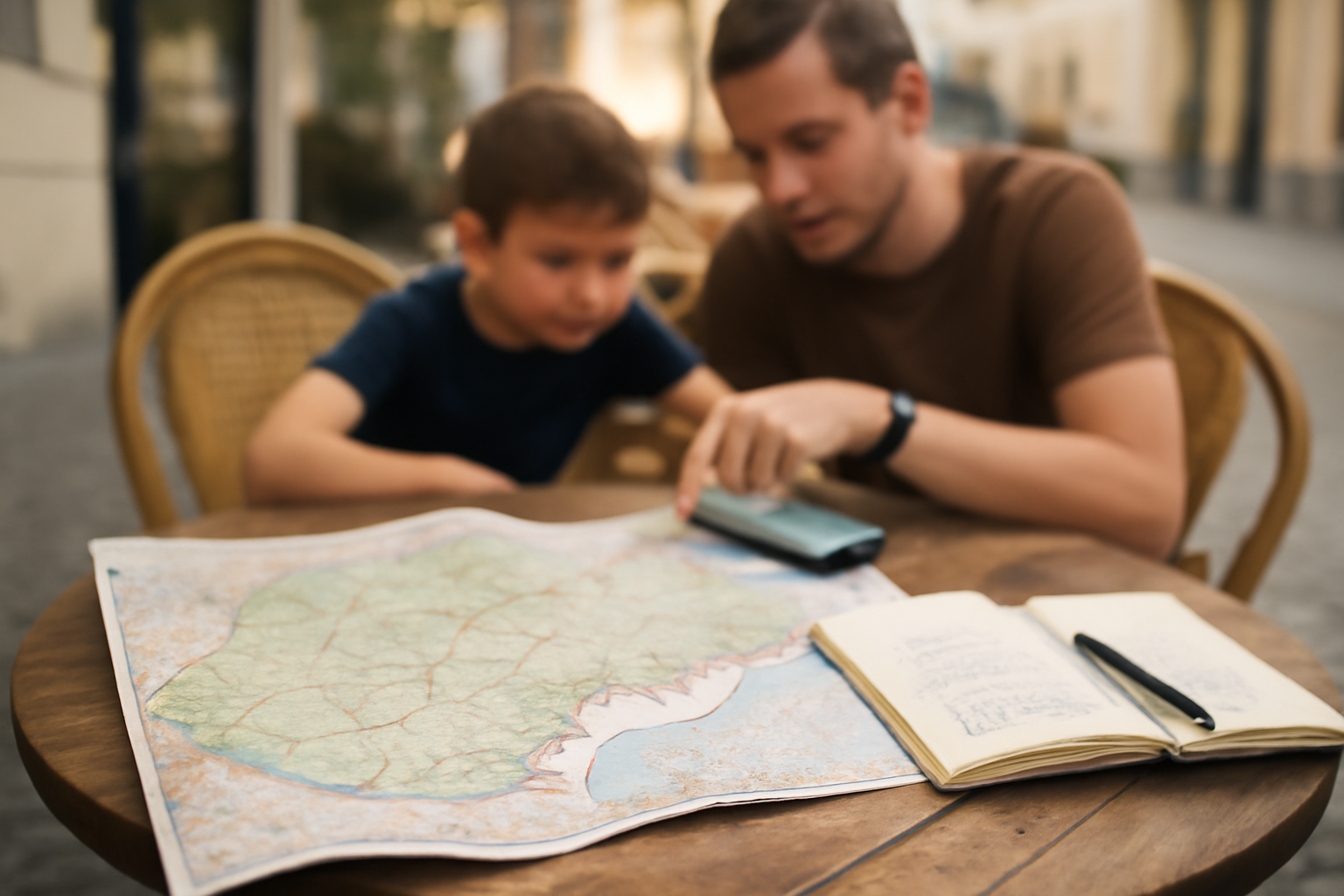 Carte Slovaquie imprimée sur une table à Bratislava, avec notes et itinéraire