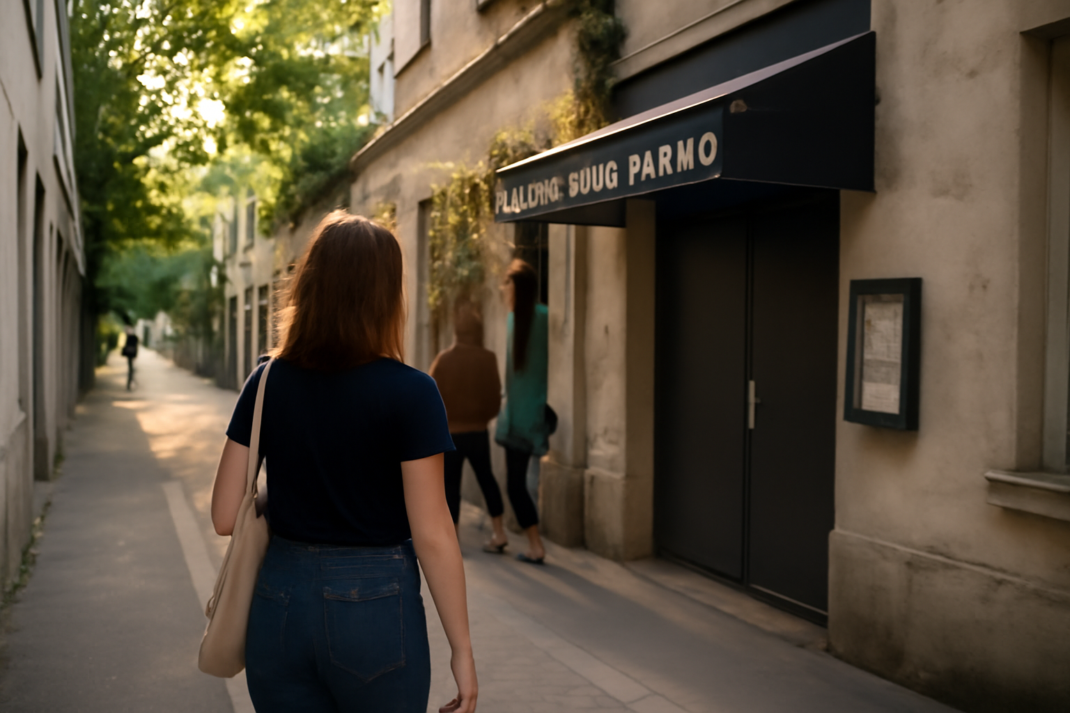 Entrée du Théâtre Darius Milhaud à Paris 19e, allée piétonne et signalétique
