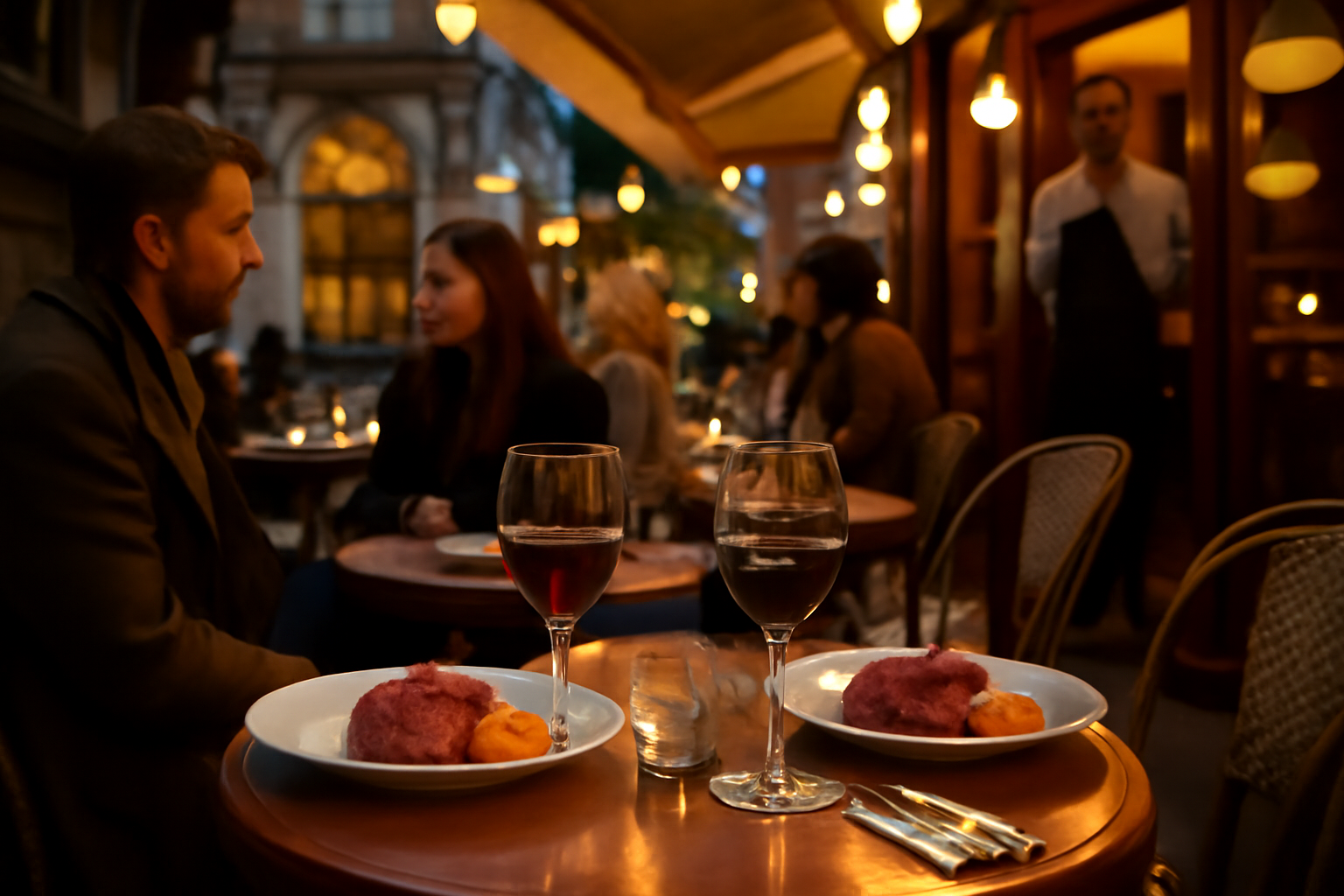 Bar des théâtres à Paris : apéritif avant une représentation, tables et ambiance chaleureuse