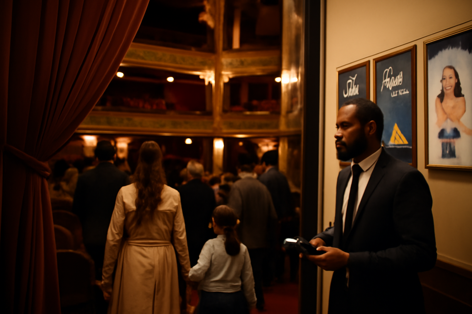 Comédie musicale paris au théâtre, public devant la salle et billets e-billet