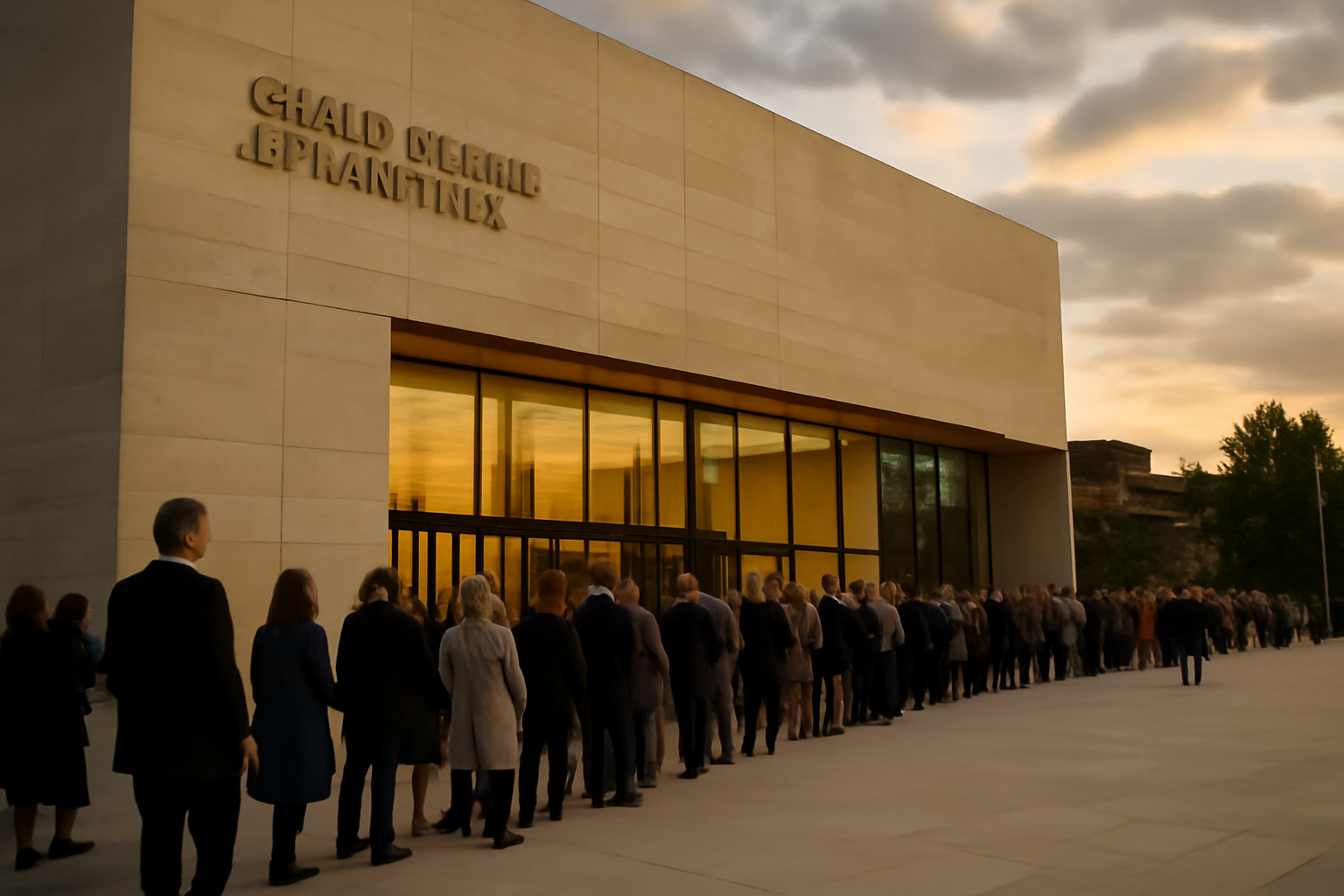 Grand Théâtre de Provence à Aix-en-Provence, entrée et façade au coucher du soleil
