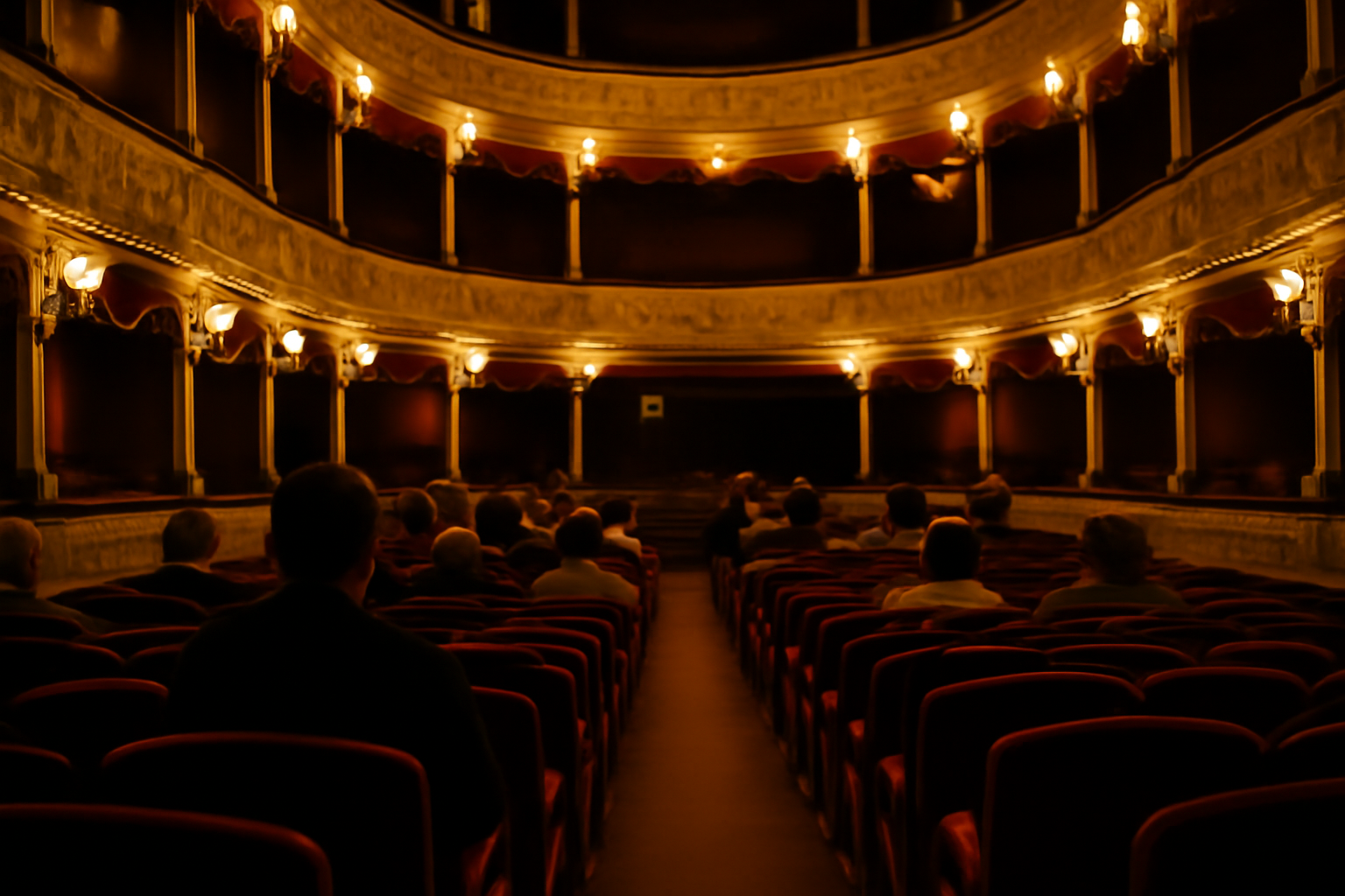 Salle du théâtre des bouffes-parisiens à Paris, vue intérieure à l’italienne