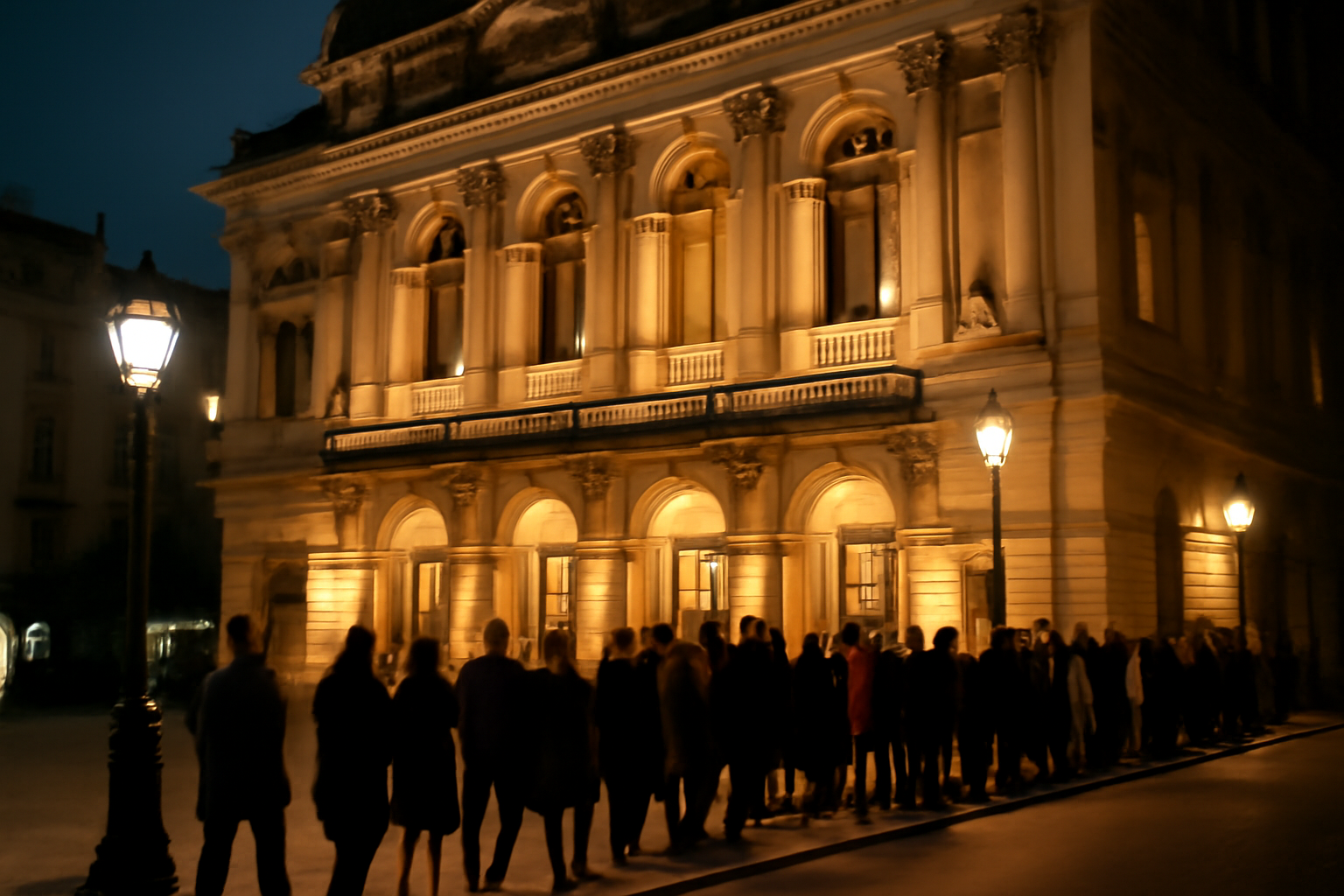 Entrée du théâtre des Célestins à Lyon un soir de spectacle