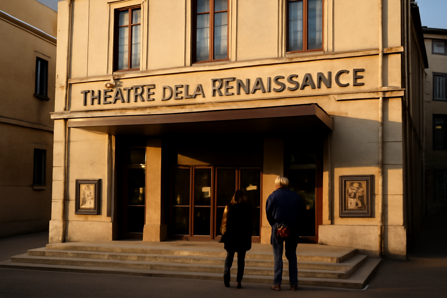 Entrée du Théâtre de la renaissance d’oullins à Oullins, rue Orsel, avant une représentation