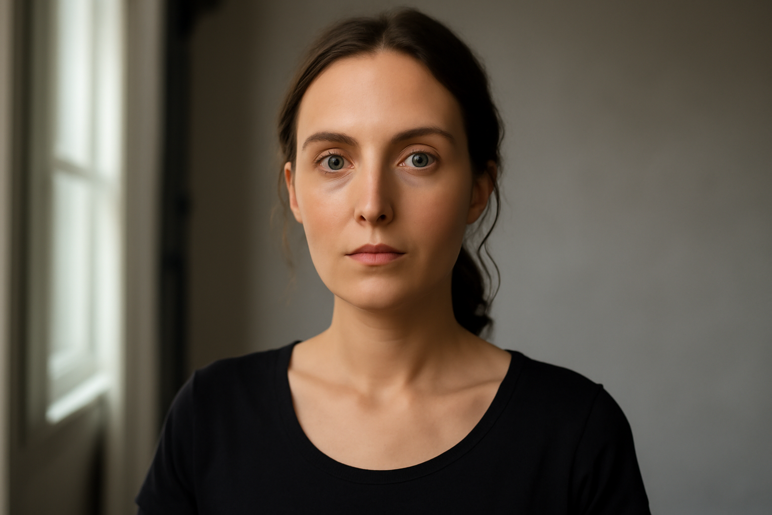 la plus belle femme du monde : portrait cinématographique en lumière douce, studio photo réaliste