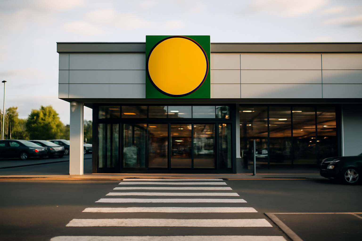 logo lidl vert et jaune sur façade de supermarché