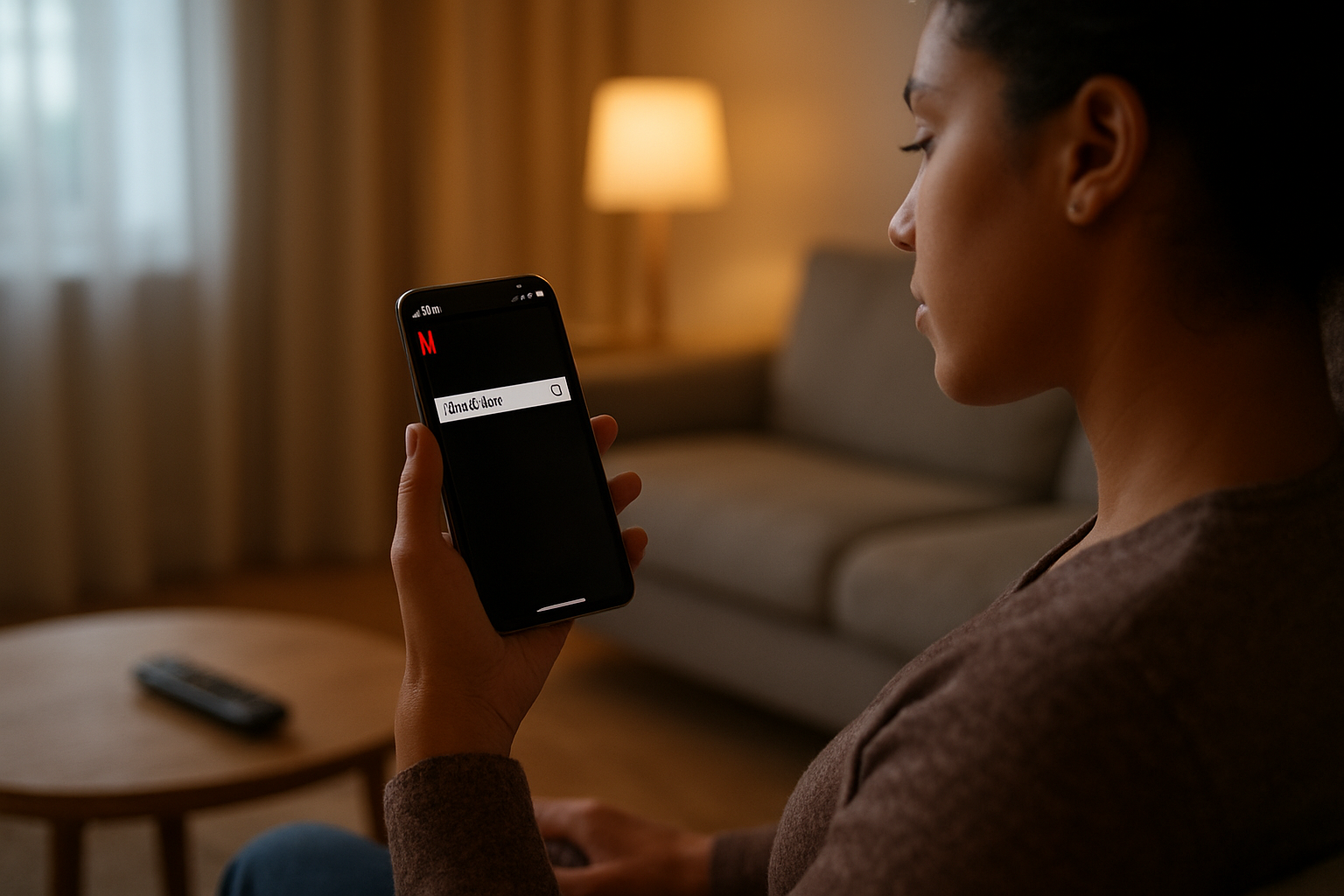 Recherche du film « Nice Girls » sur l’application Netflix, sur un écran de smartphone en France