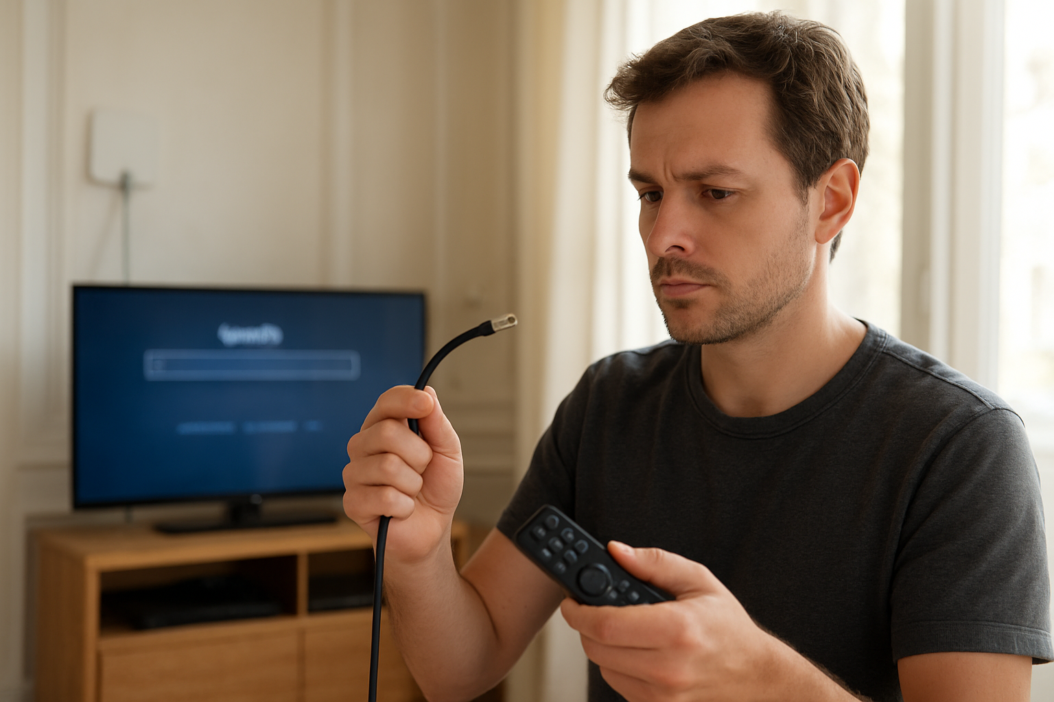 Vérifier le câble coaxial et l’orientation de l’antenne TNT pour résoudre pourquoi ma TV ne trouve pas toutes les chaînes